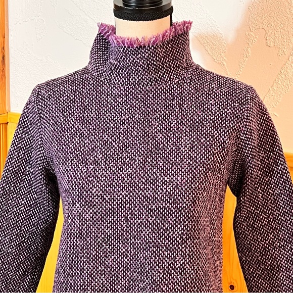 Ann Mashburn Ana Wool Tweed Fringe Mock-Turtleneck Tunic Top Sz-XS - Picture 2 of 10